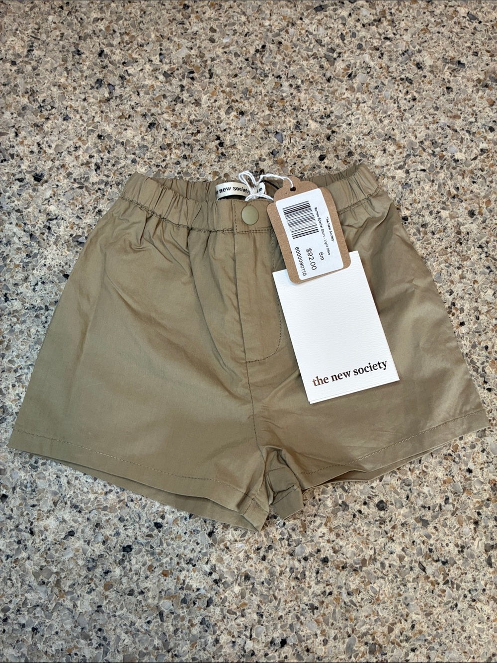 6 mos the new society Romeo Baby Short in Light Olive, new with tags